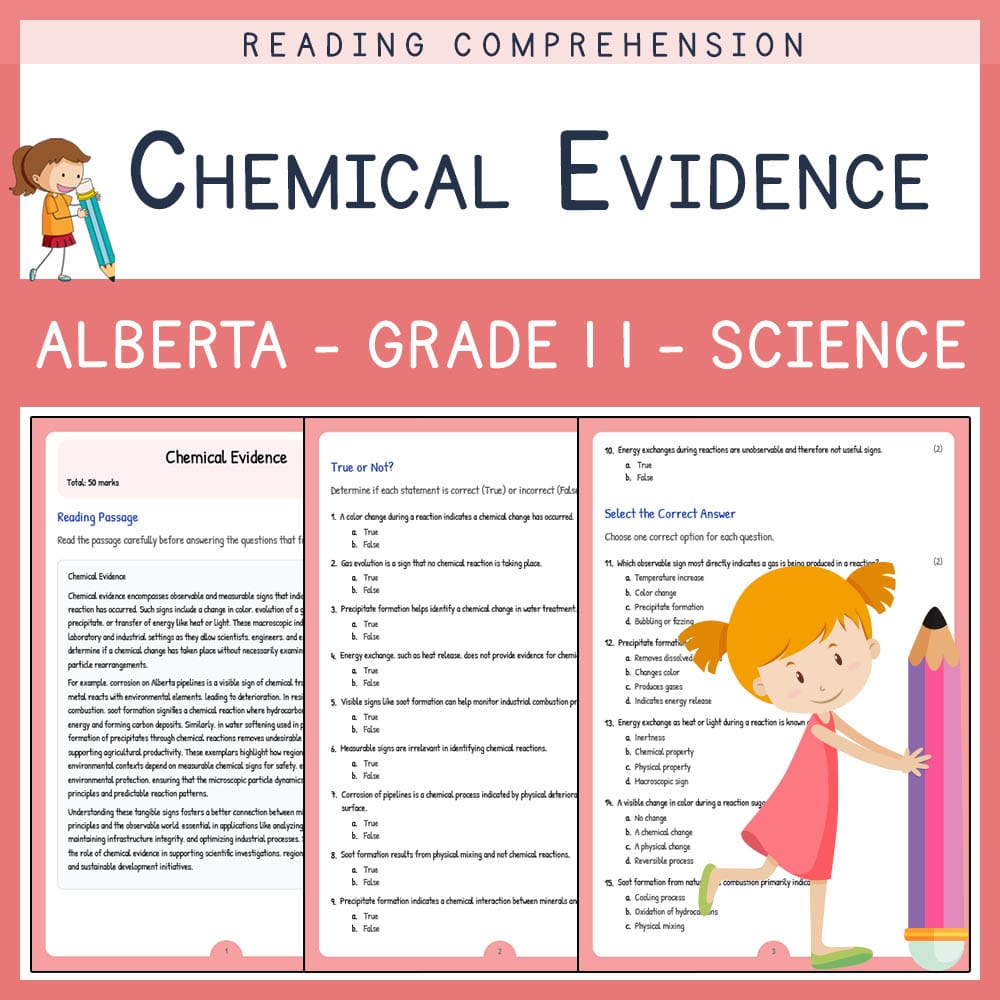 Grade 11 Science worksheet elena worksheet — Grade 11 Science | Chemical Evidence Worksheet | Alberta Standards — page 1