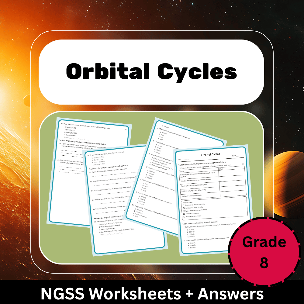 Grade 8 Science science 1 worksheet — Grade 8 Science | Orbital Cycles & Moon Phases Worksheet (Answer Key) - NGSS