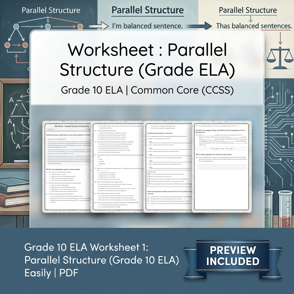 Grade 10 Source Integration & Writing Skills ELA Full-Year Bundle (CCSS) — included worksheet 20