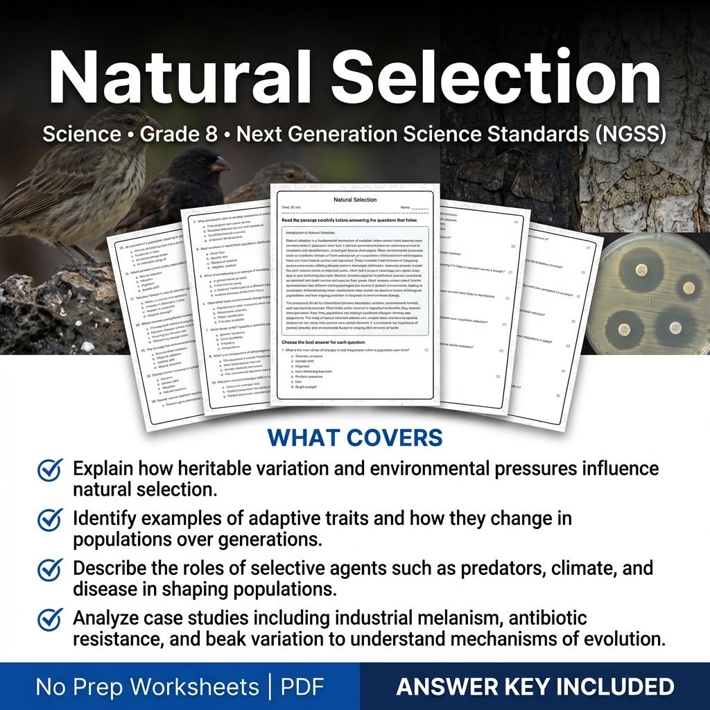 8th Grade Science | Natural Selection Worksheet with Answer Key (Printable PDF)