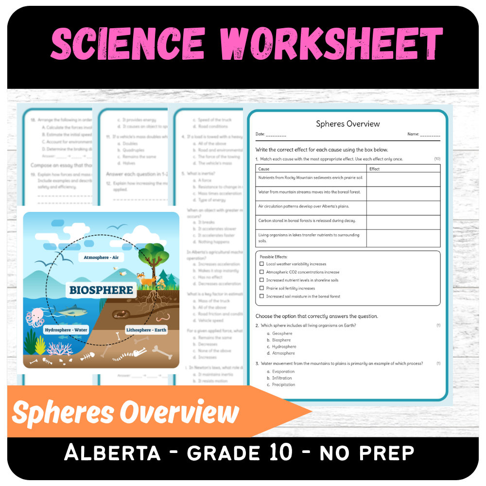 Grade 10 Science | Spheres Overview Worksheet (PDF) – Alberta Standards