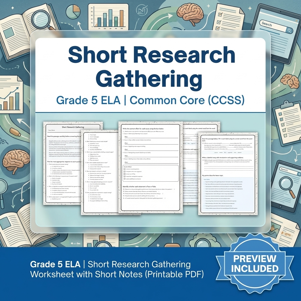 Grade 5 Text Evidence, Writing, and Language ELA Full-Year Bundle — included worksheet 20