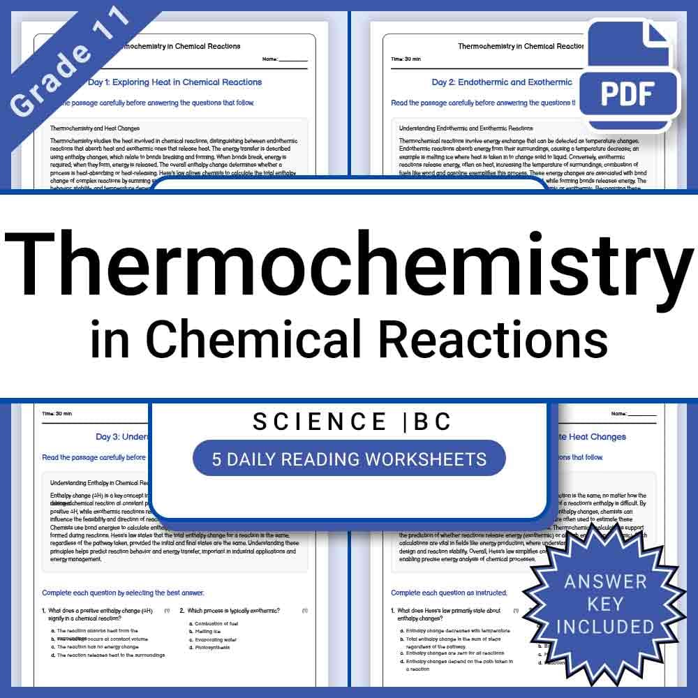 Grade 11 Science Lesson Group | BC Framework Daily Reading Worksheets — included worksheet 6