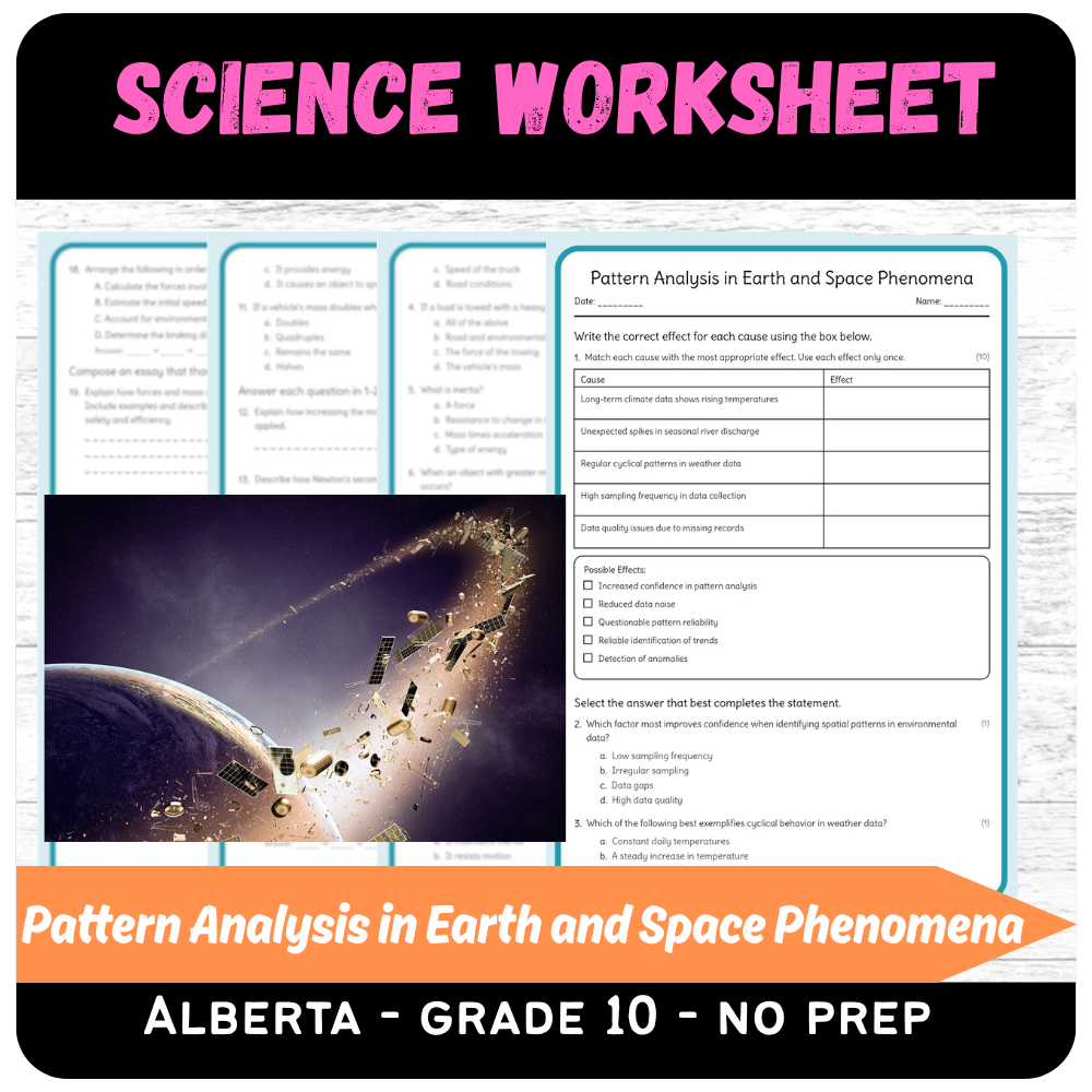 Grade 10 Science – Pattern Analysis in Earth and Space Phenomena (Worksheet + Answer Key)