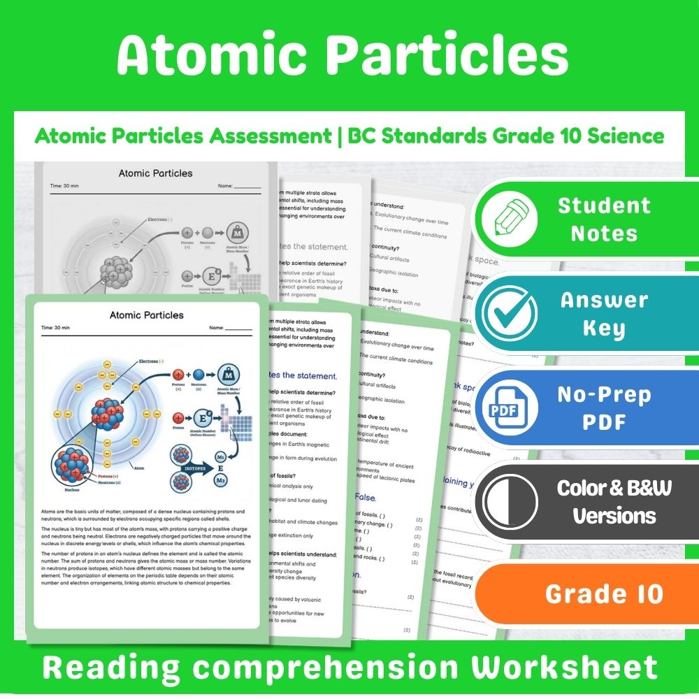Grade 10 Science Assessment Bundle – Chemical Reactions & Atomic Structure — included worksheet 4