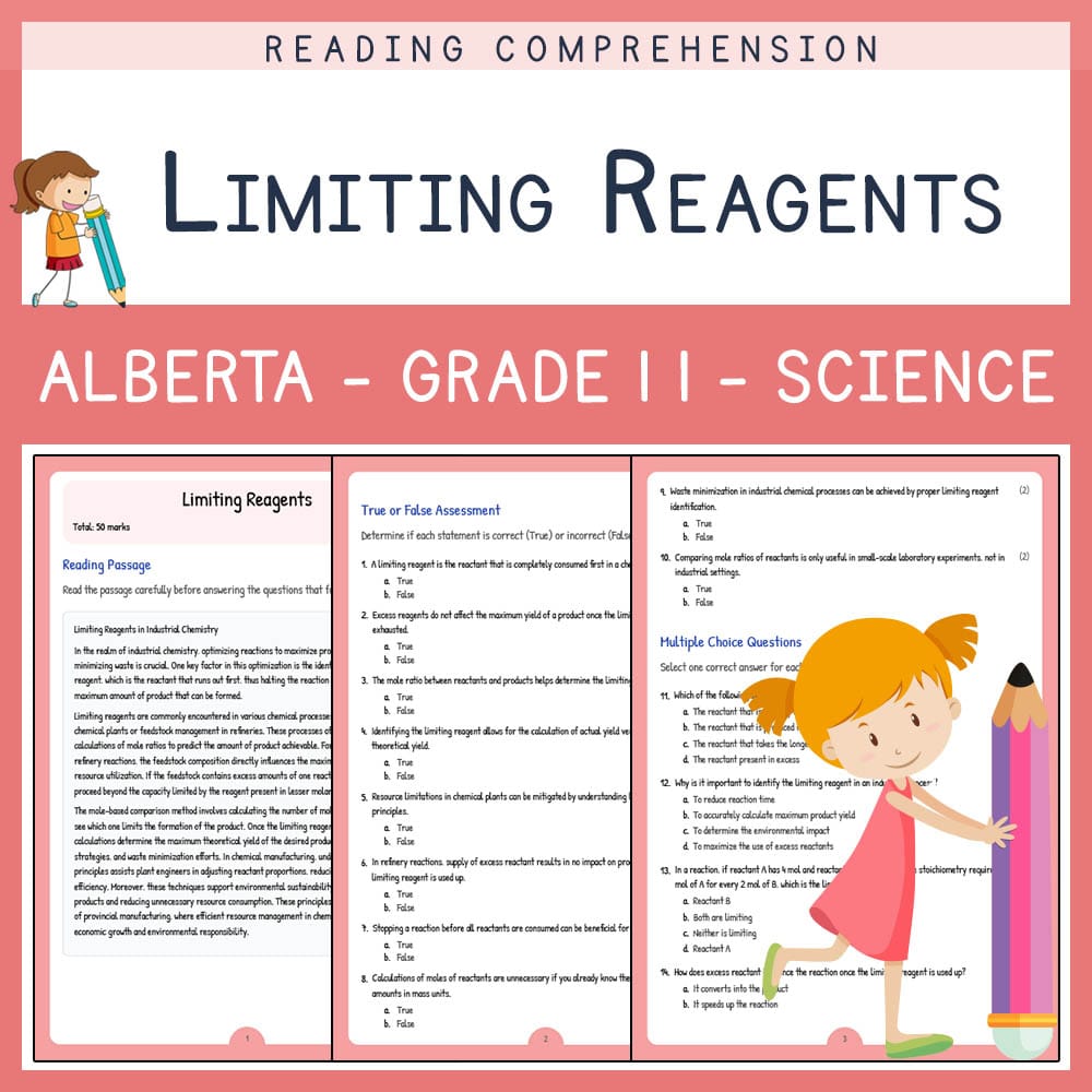 Grade 11 Science worksheet elena worksheet — Grade 11 Science | Limiting Reagents Worksheet | Alberta Standards — page 1