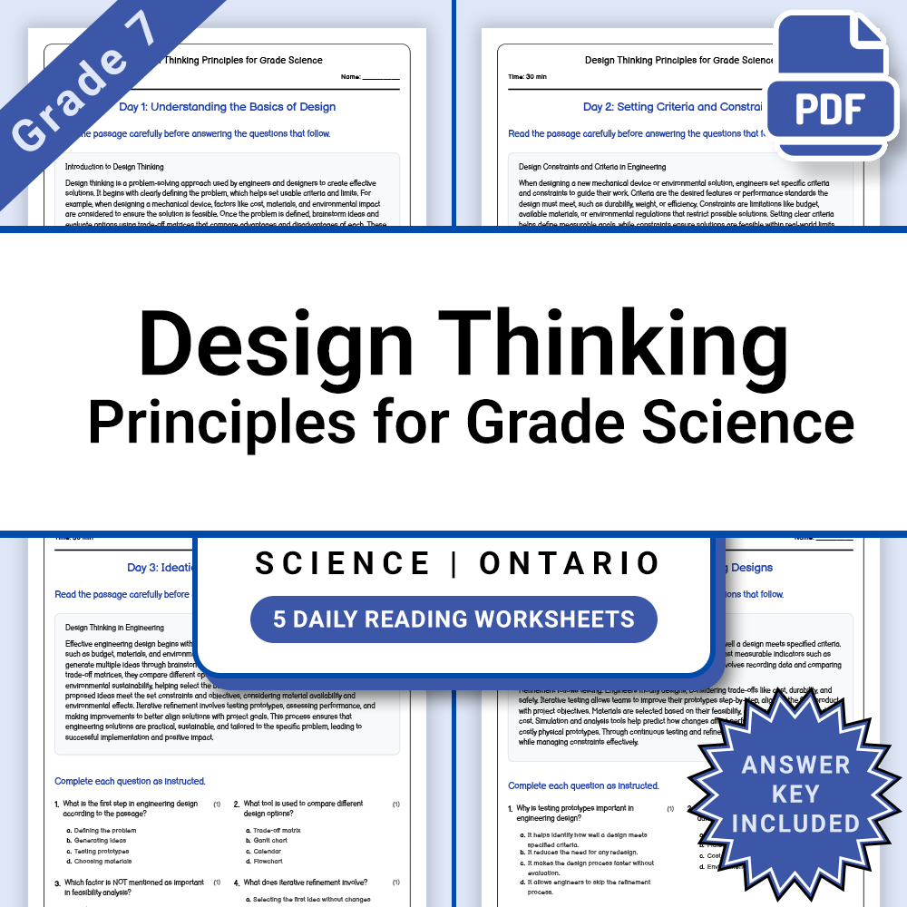Grade 7 Science Lesson Bundle | Ontario Curriculum Reading Worksheets — included worksheet 7