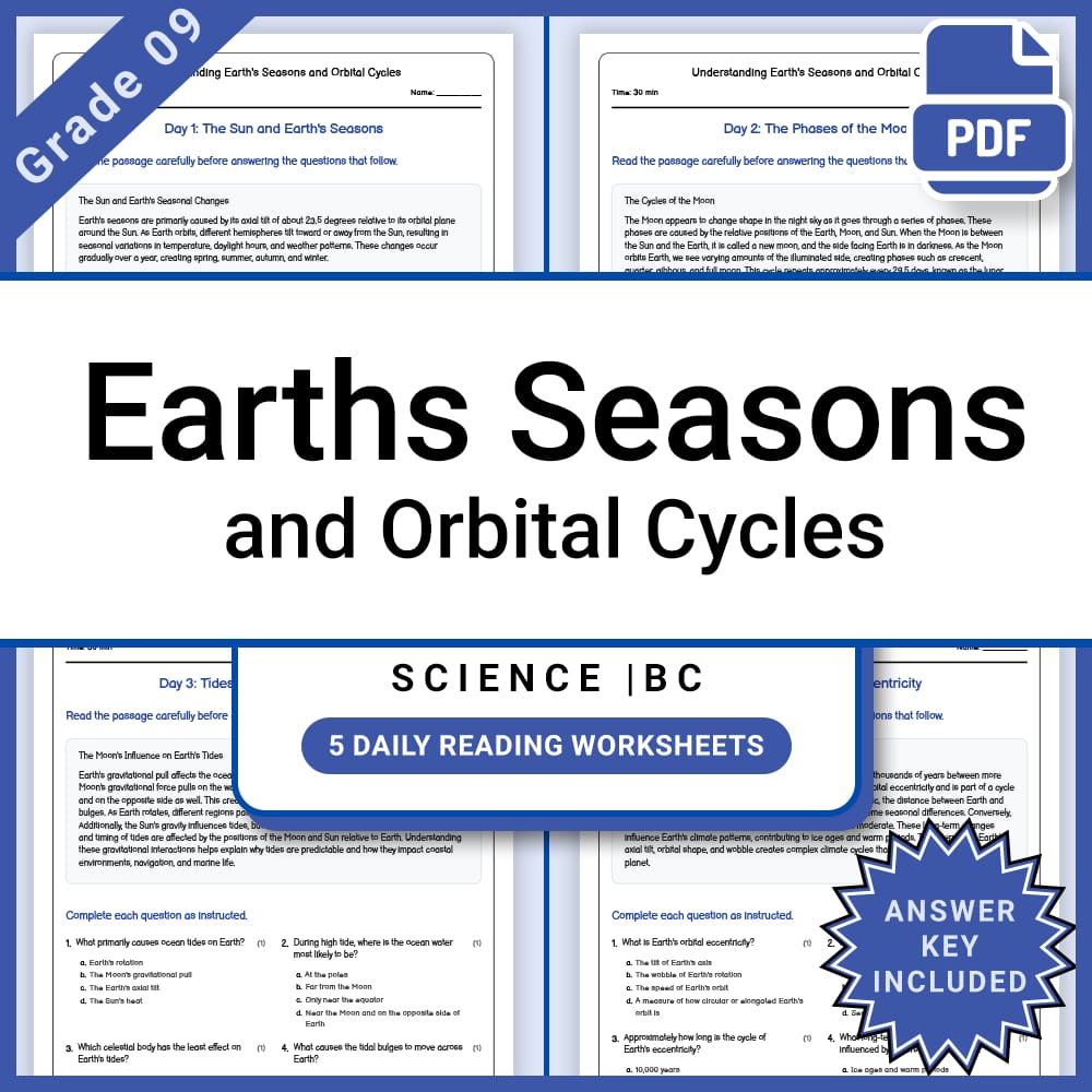Grade 9 Science Full Year Bundle | Tidal Forces, Energy, and Physics — included worksheet 29