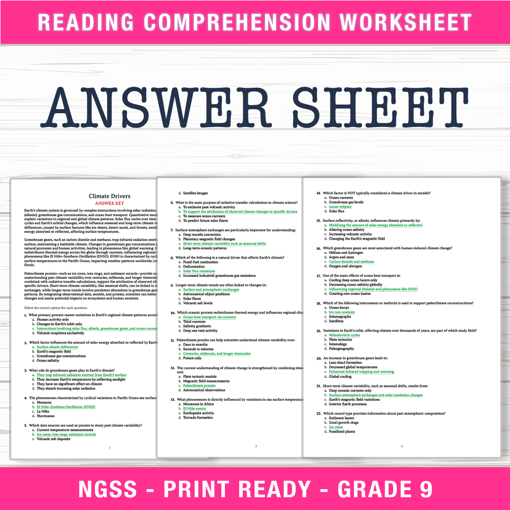 Grade 9 Science worksheet worksheet — Grade 9 Science | Climate Drivers Worksheet (PDF + Answer Key) — page 2