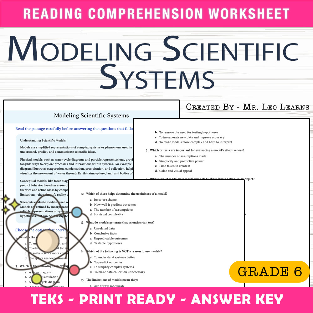 Grade 6 Science worksheet worksheet — Grade 6 Science – Modeling Scientific Systems Worksheet for Mastery — page 1