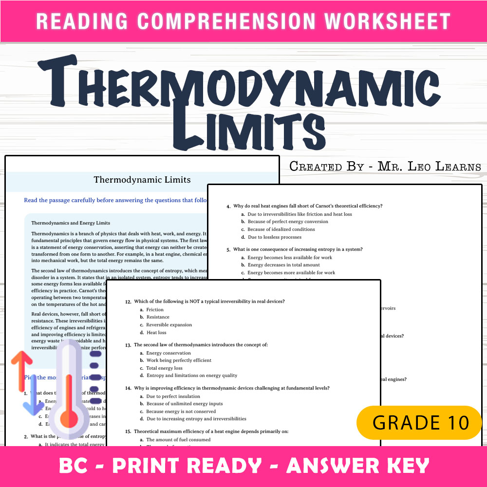 Grade 10 Science worksheet mcq paper worksheet — Grade 10 Science — Worksheet MCQ Paper for Mastering Thermodynamics — page 1