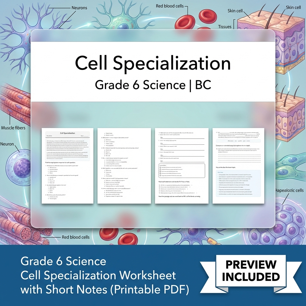 Grade 6 Science BC Ecosystems & Environmental Processes Worksheet Pack Full Year — included worksheet 28