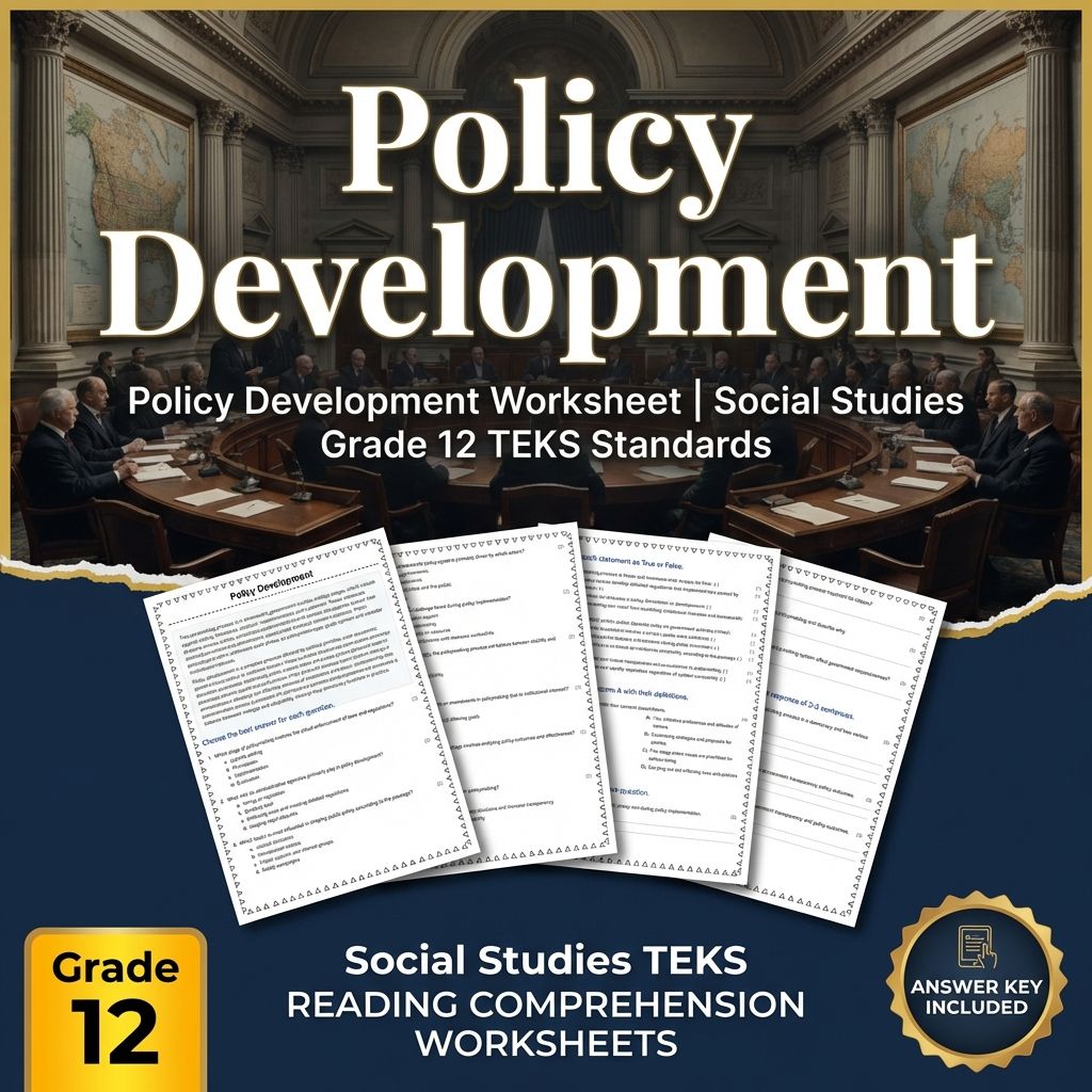 Policy Development Worksheet | Social Studies Grade 12 TEKS Standards