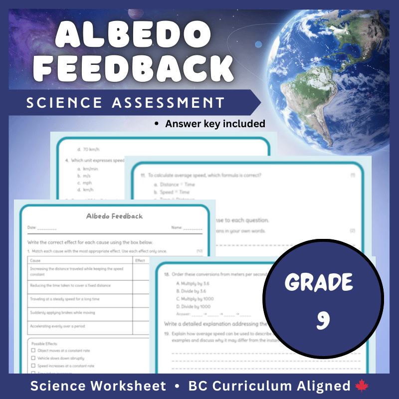 Grade 9 Science science 1 worksheet — Grade 9 Science | Albedo Feedback – Climate Change & Surface Reflectivity (PDF)