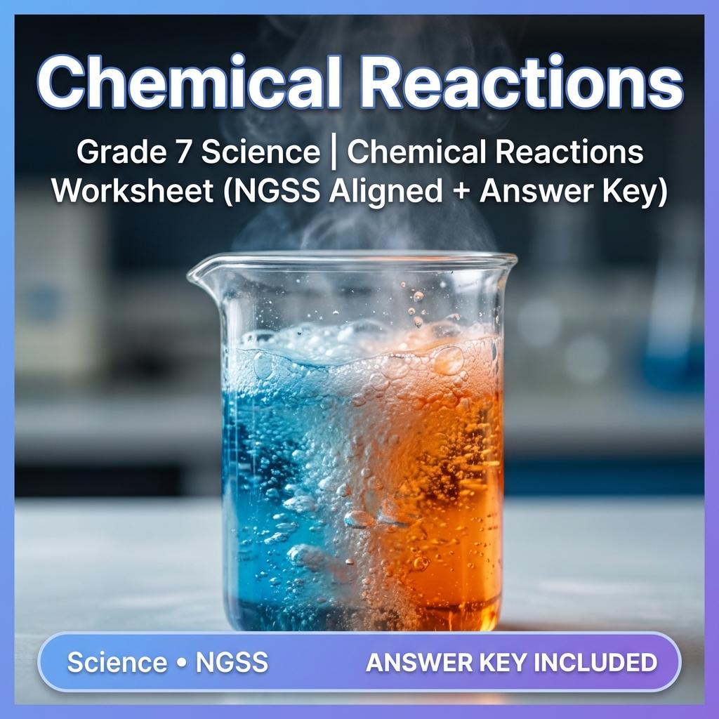 Grade 7 Science | Chemical Reactions Worksheet (NGSS Aligned + Answer Key)