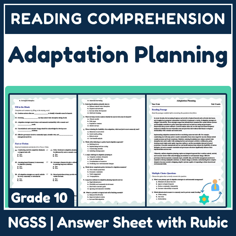 Grade 10 Science reading worksheets worksheet — 10th Grade Science | Adaptation Planning Reading Worksheet & Answer Key (P…