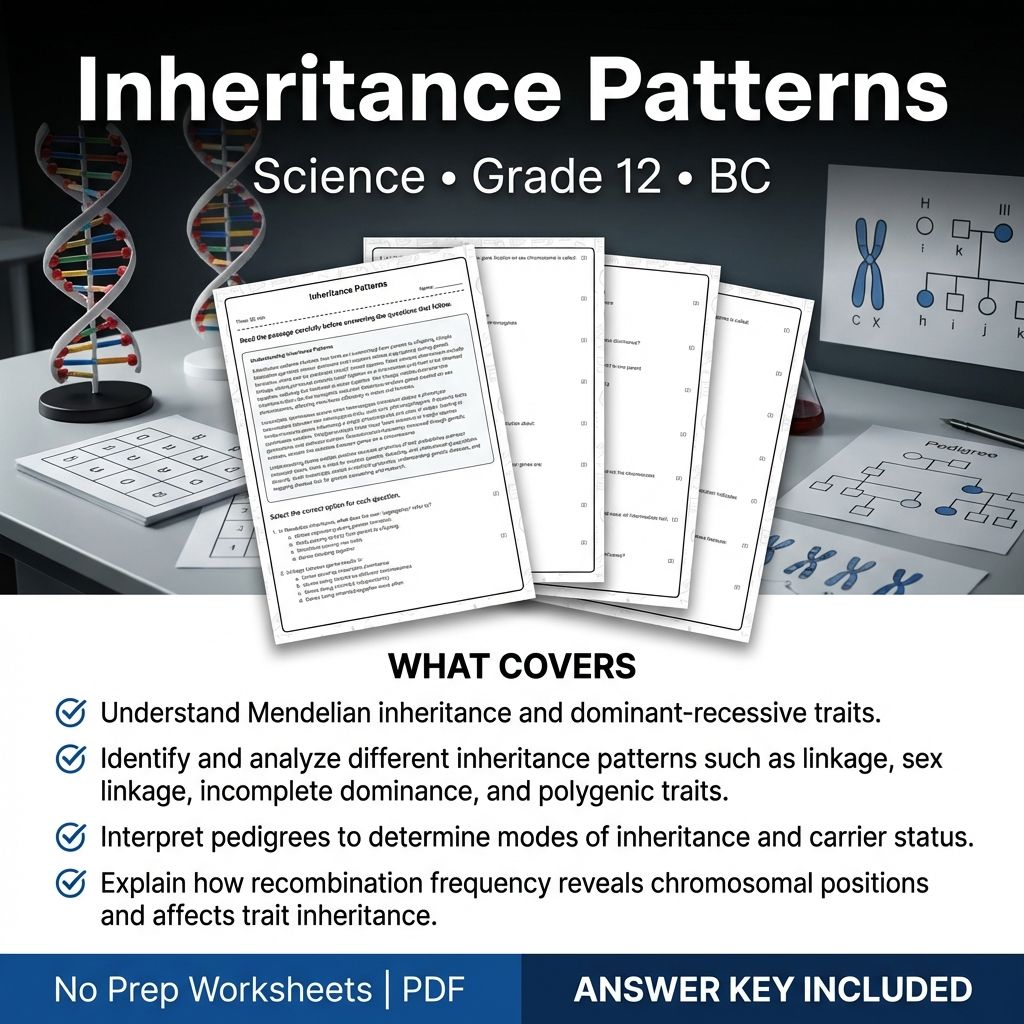 Inheritance Patterns Worksheet for Grade 12 Science | BC Standards