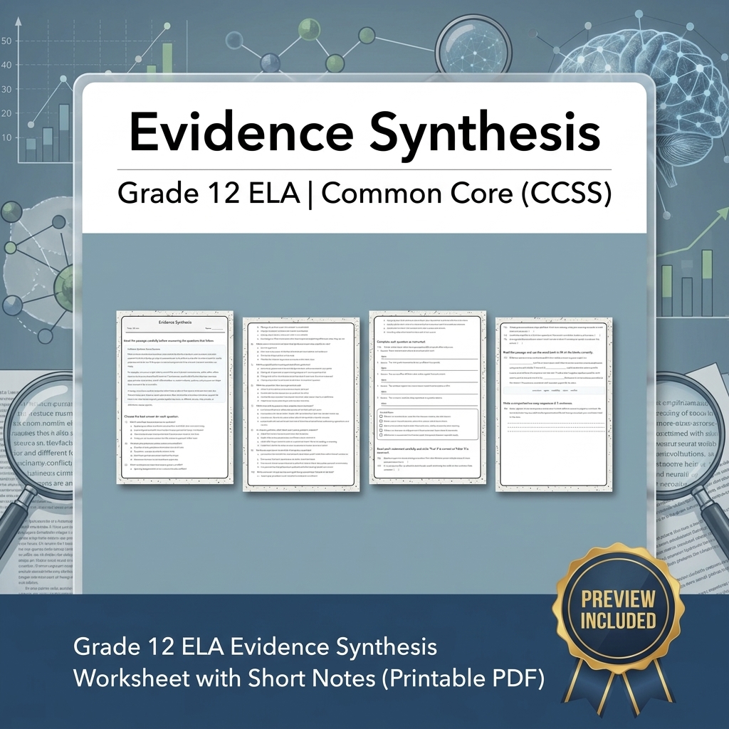 Grade 12 ELA Evidence-Based Reading & Writing Full-Year Bundle (CCSS) — included worksheet 22
