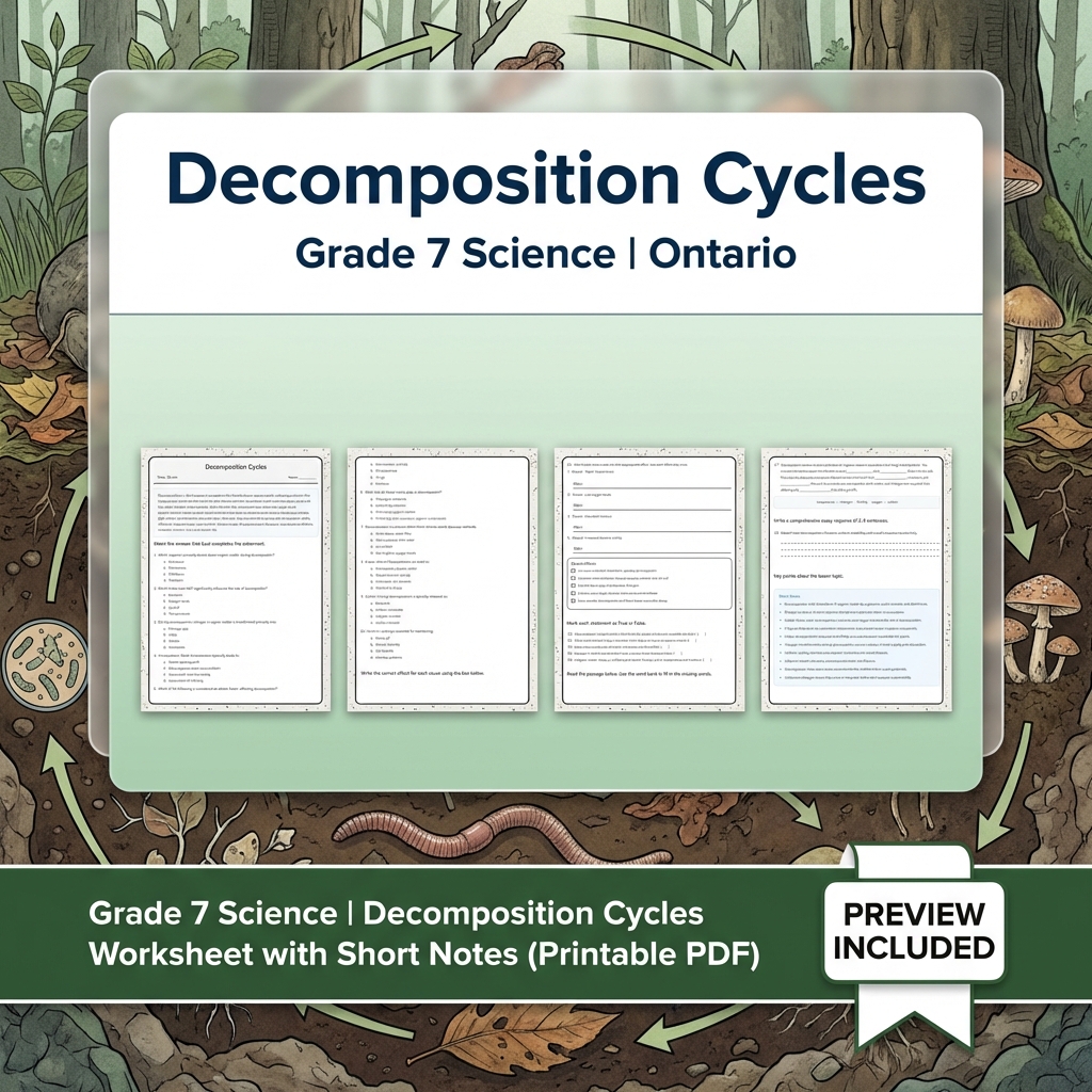 Grade 7 Science Lesson Bundle with Ontario Framework | Ecosystems & Biodiversity — included worksheet 6