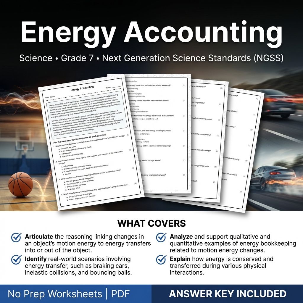 7th Grade Science | Energy Accounting Worksheet (PDF + Answer Key)