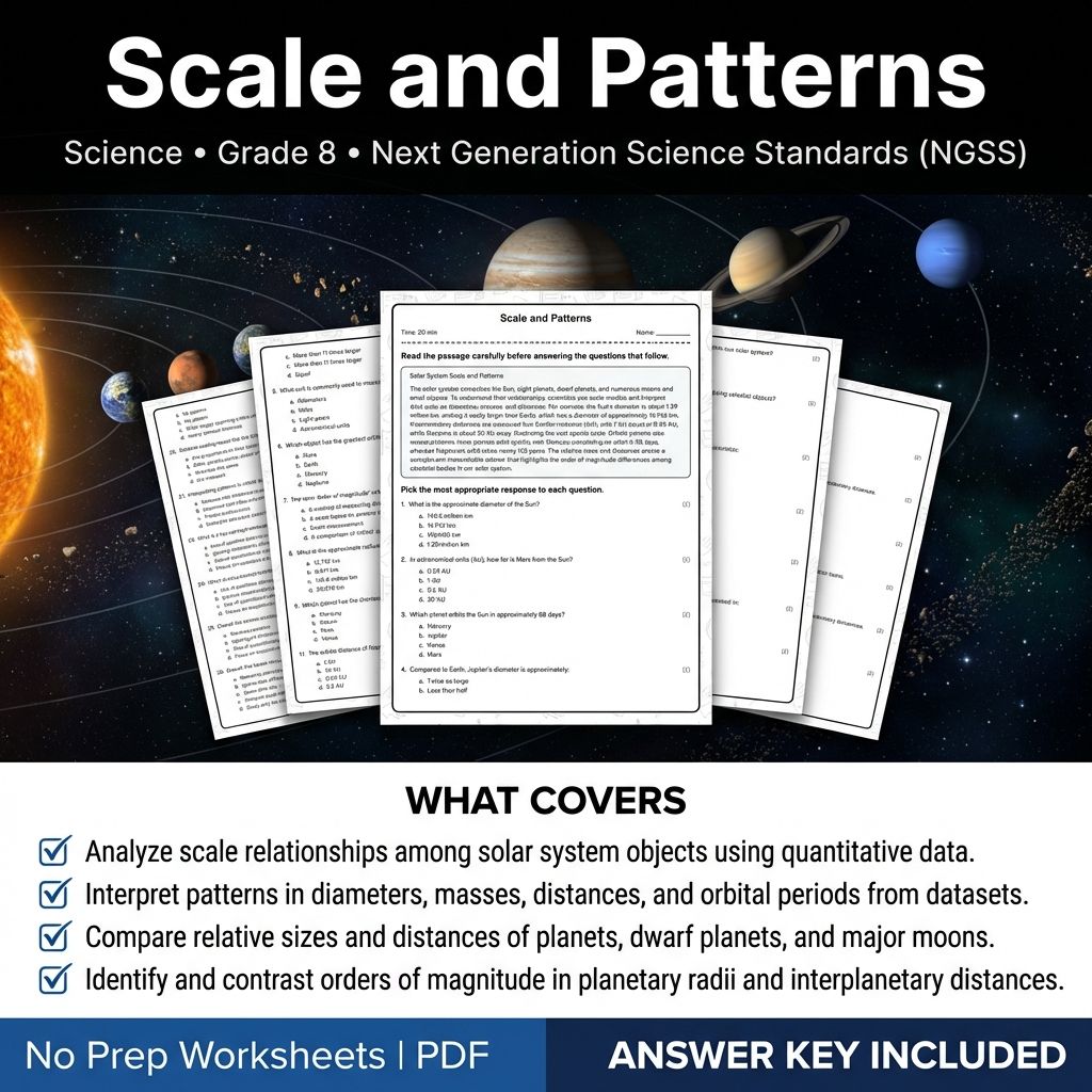 Grade 8 Science | Scale and Patterns Worksheet PDF with Answer Key (NGSS)