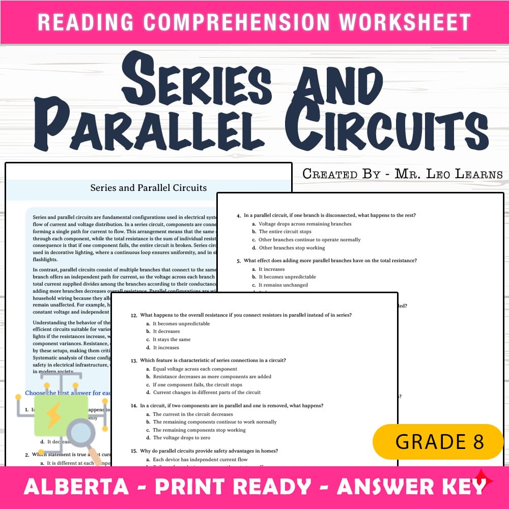 Grade 8 Science worksheet mcq paper worksheet — Grade 8 Science — Worksheet MCQ Paper for Series and Parallel Circuits — p…