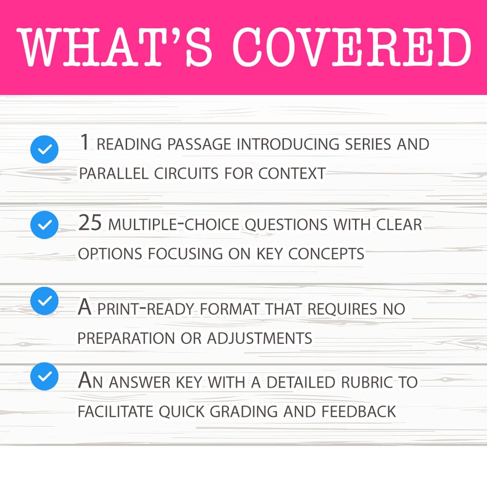 Grade 8 Science worksheet mcq paper worksheet — Grade 8 Science — Worksheet MCQ Paper for Series and Parallel Circuits — p…