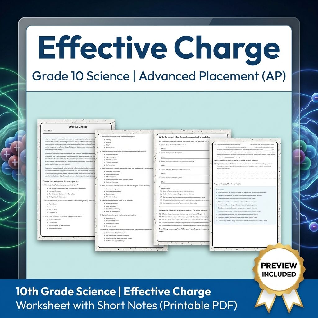10th Grade Science | Effective Charge Worksheet with Short Notes (Printable PDF)