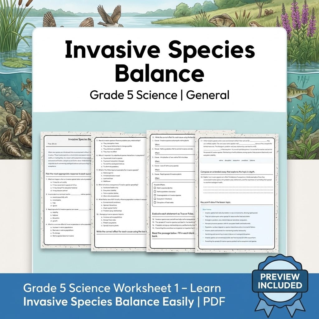Grade 5 Science Lesson Group | Comprehensive Science Worksheets & Activities — included worksheet 4