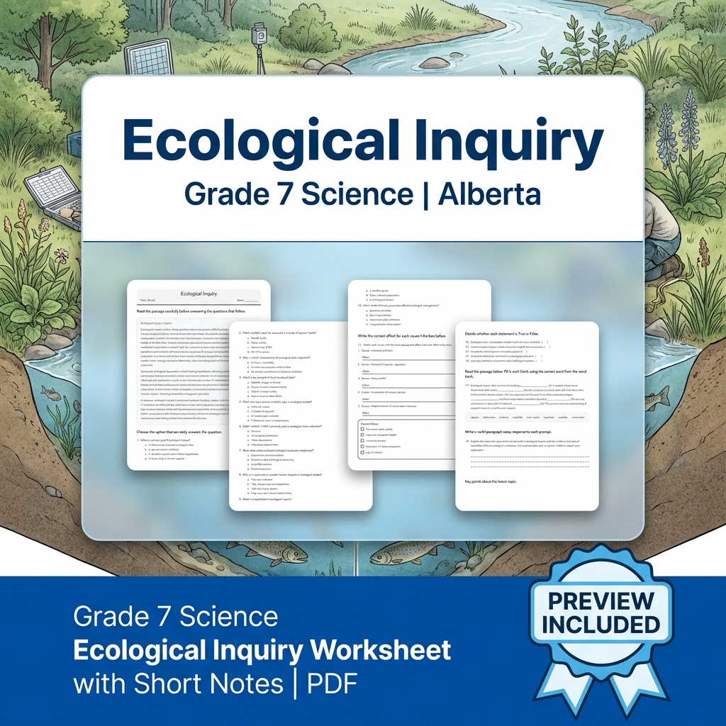 Grade 7 Science | Interactions & Ecosystems UNIT Bundle – Alberta Curriculum — included worksheet 8
