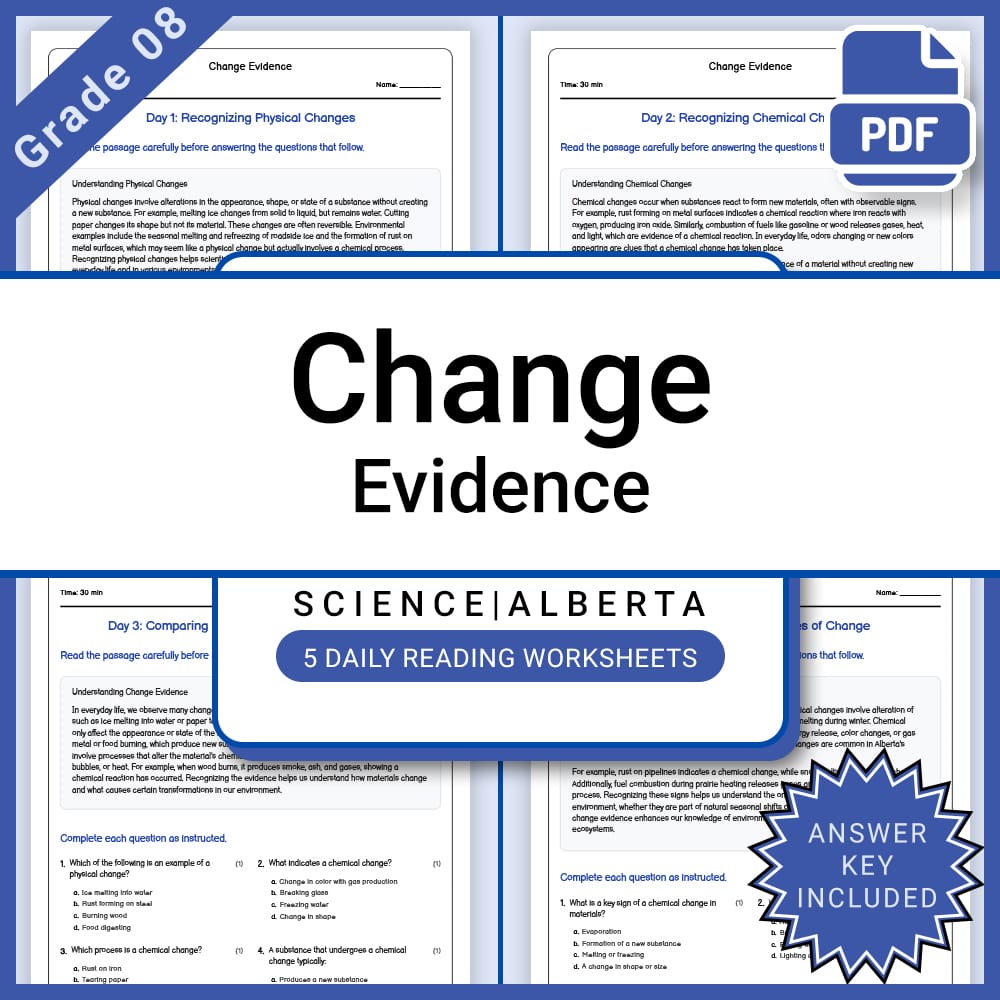 Grade 8 Science Lesson Group Bundle | Alberta Framework — included worksheet 5