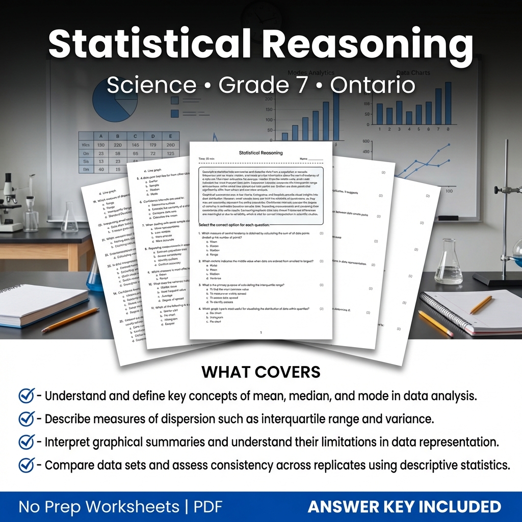 Grade 7 Science Worksheet on Statistical Reasoning | Ontario Standards
