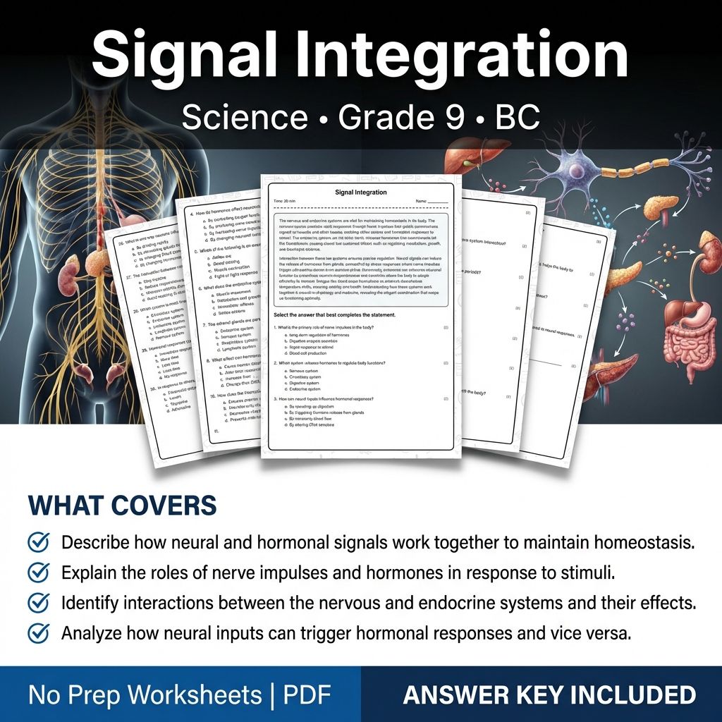 Grade 9 Science worksheet — Signal Integration Grade 9 Science Worksheet | BC Standards Practice