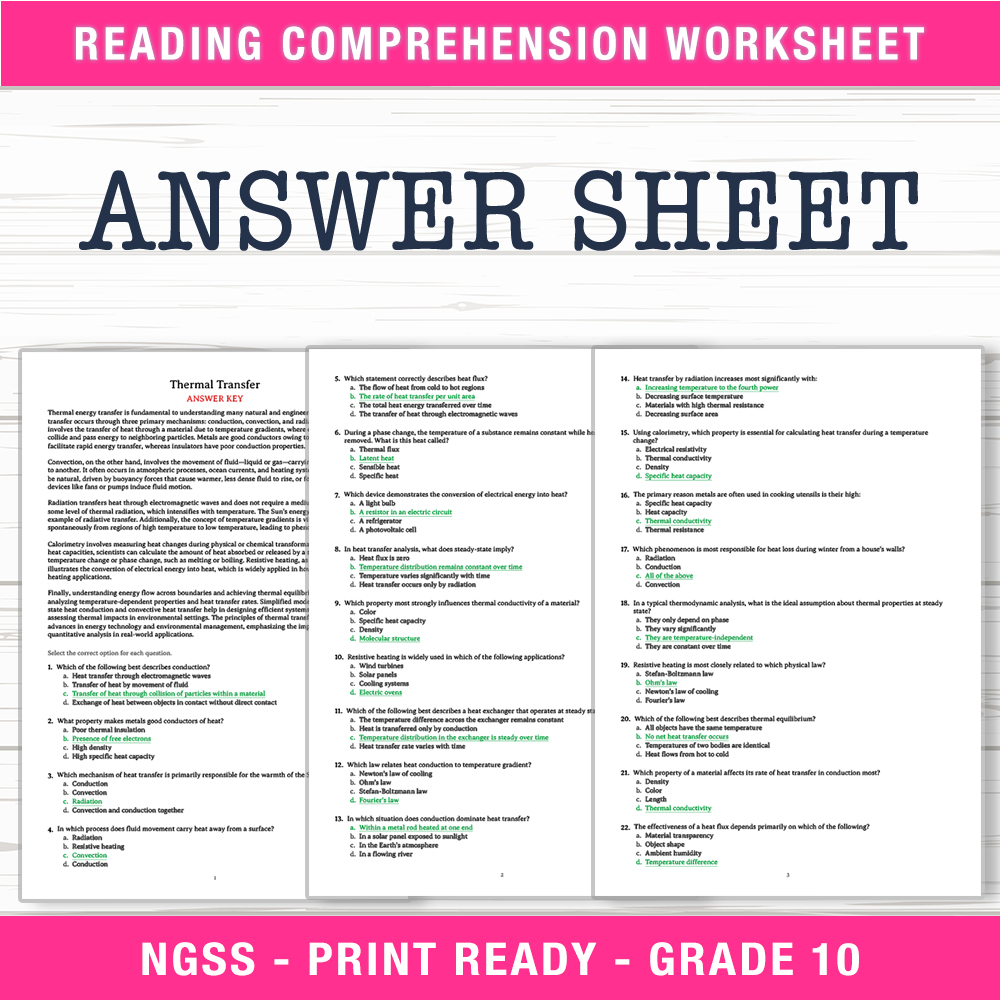 Grade 10 Science worksheet worksheet — Grade 10 Science | Thermal Transfer Worksheet (PDF + Answer Key) — page 2