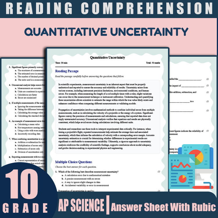 Grade 10 Science reading worksheets worksheet — 10th Grade Science | Quantitative Uncertainty Reading Worksheet & Answer K…