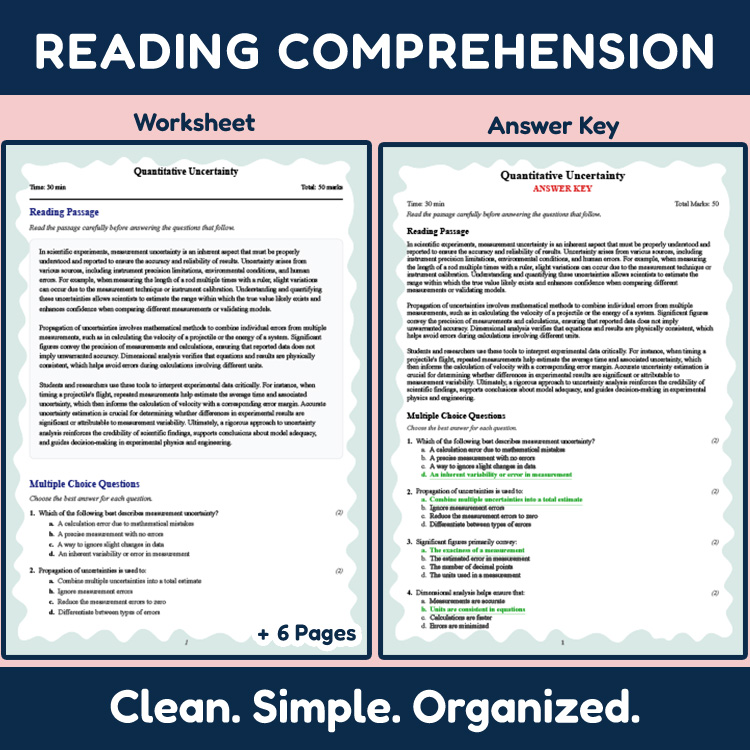 Grade 10 Science reading worksheets worksheet — 10th Grade Science | Quantitative Uncertainty Reading Worksheet & Answer K…