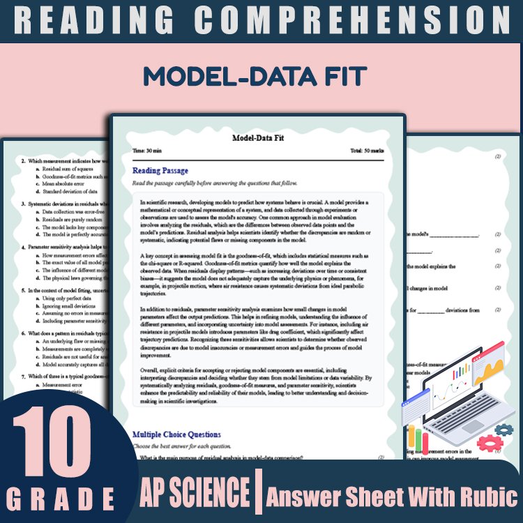 Grade 10 Science reading worksheets worksheet — 10th Grade Science | Model-Data Fit Reading Worksheet (PDF & Answer Key) —…