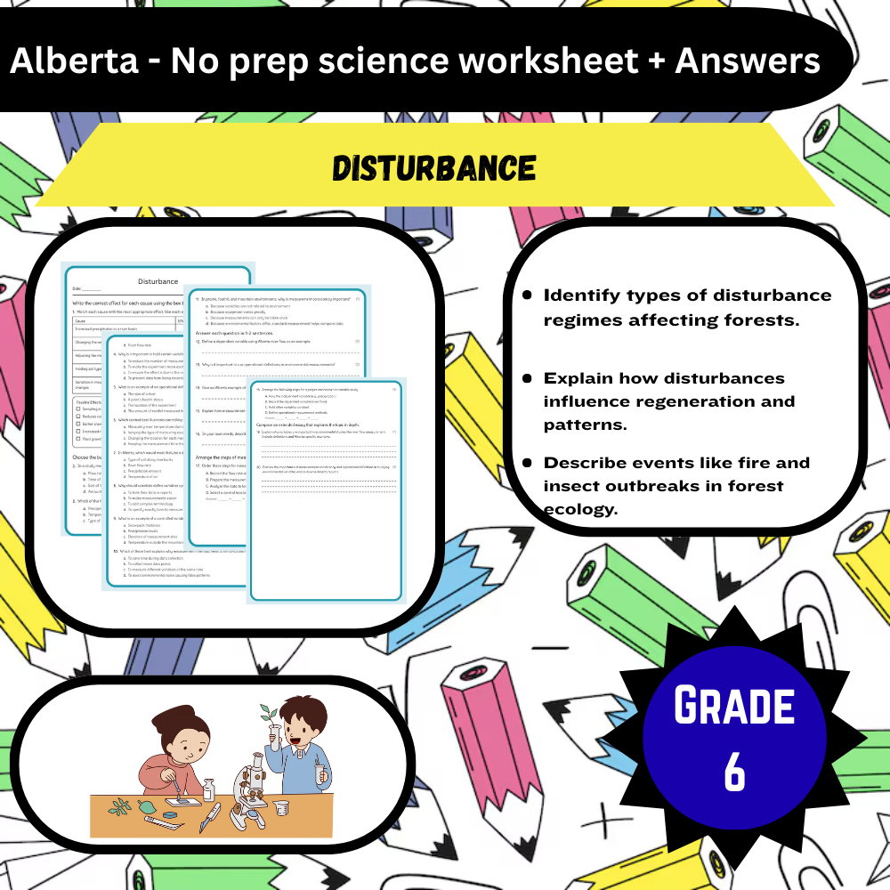 6th Grade Science – Disturbance Regimes Worksheet (PDF)