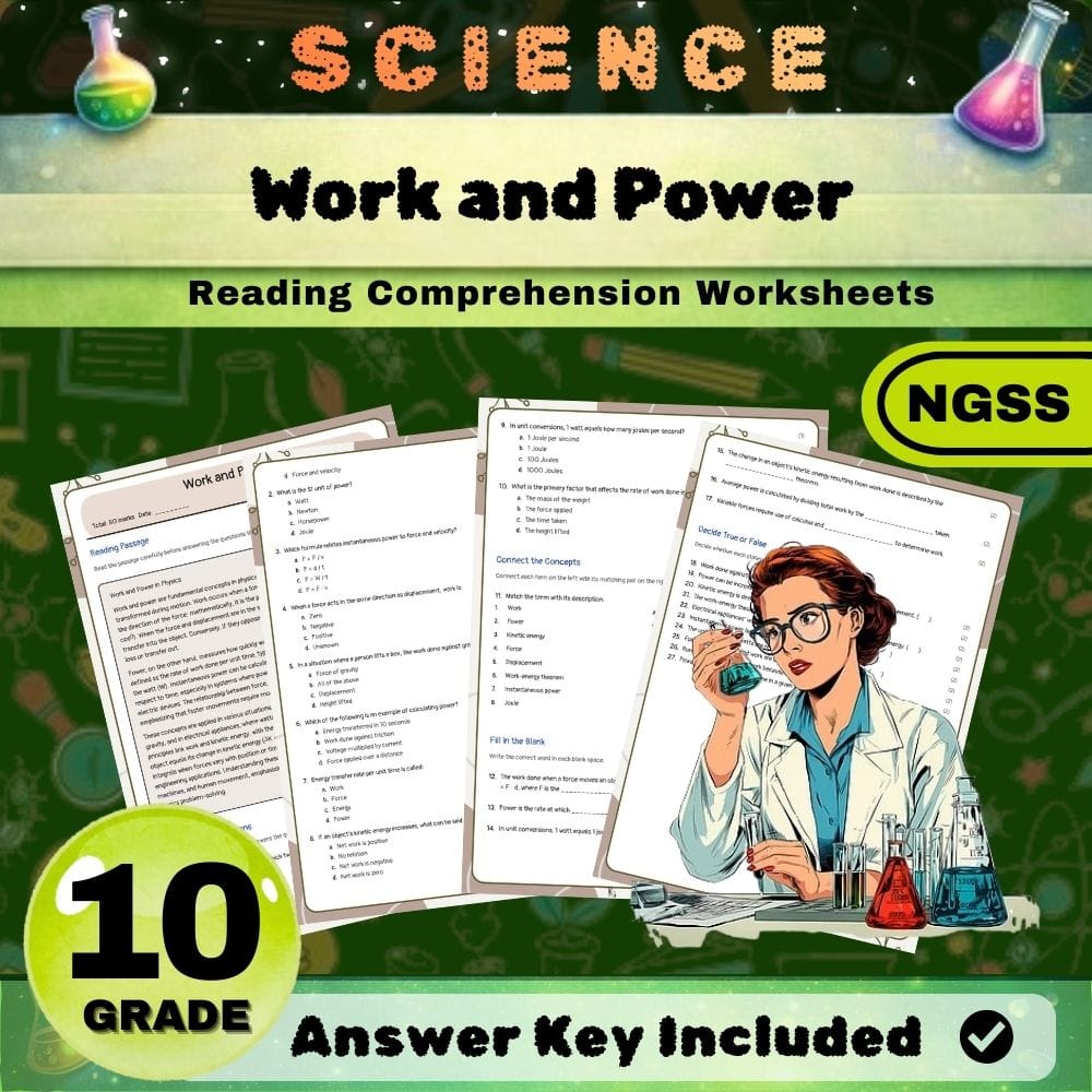 Grade 10 Science NGSS Bundle | Worksheets for Earth, Life & Physical Sciences — included worksheet 21