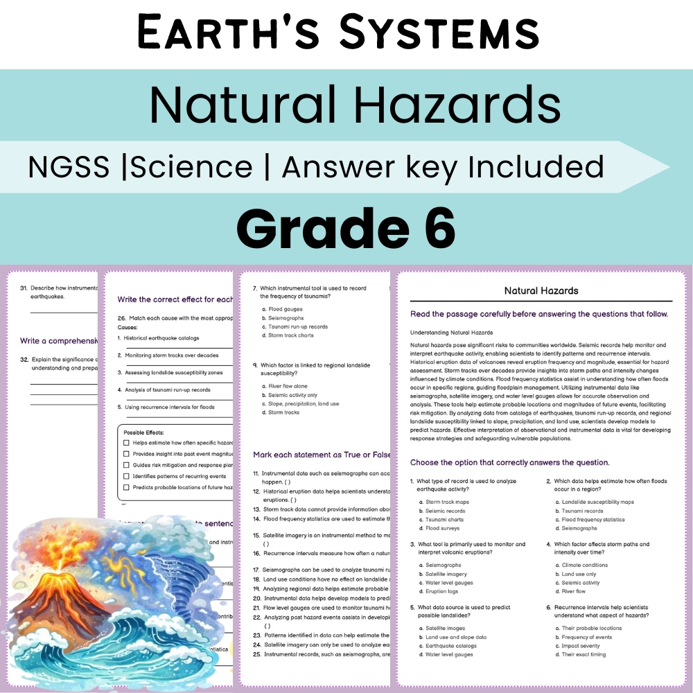 Grade 6 Science | Earth's Systems Unit Worksheet Bundle (NGSS Aligned) — included worksheet 4