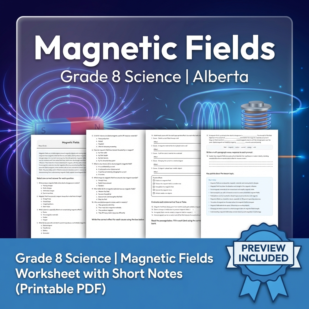 Grade 8 Science Worksheet Bundle | Alberta Standards | Year-Long Assessment Pack — included worksheet 26