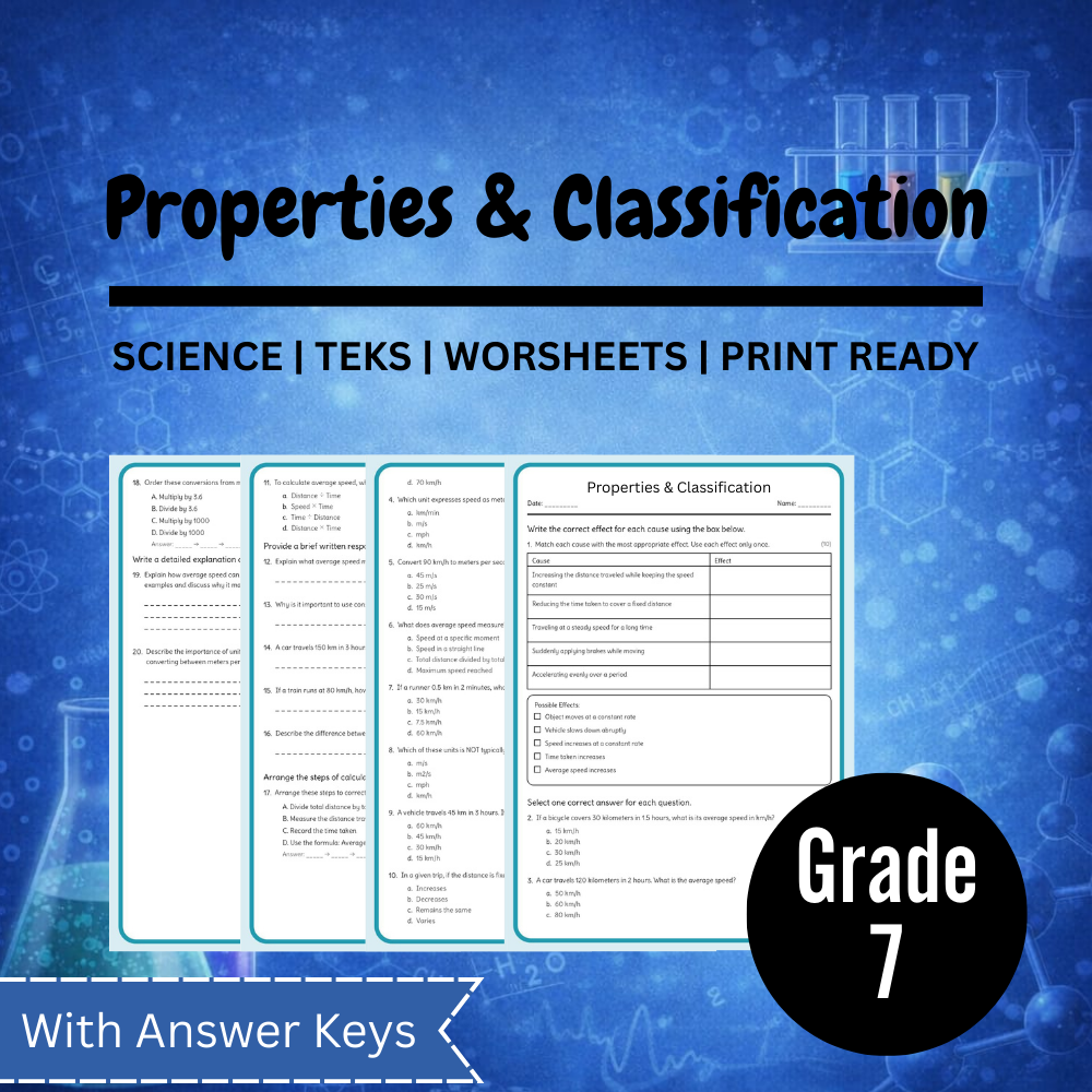 Grade 7 Science Worksheet Bundle – Ecosystems, Atomic Structure & Forces (TEKS Aligned) — included worksheet 22