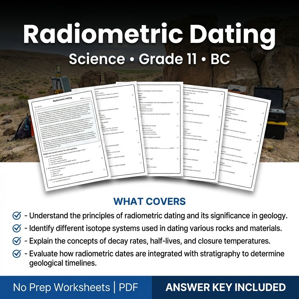 Grade 11 Science | Radiometric Dating Worksheet & Answer Key (Printable PDF)