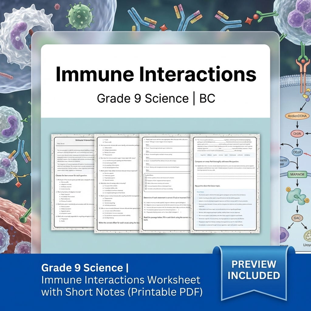 Grade 9 Science Full Year Bundle | BC Framework Students Practice — included worksheet 24