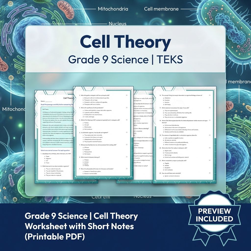 Grade 9 Science Worksheet Bundle: Cell Biology, Genetics & Ecology (Collection) — included worksheet 21