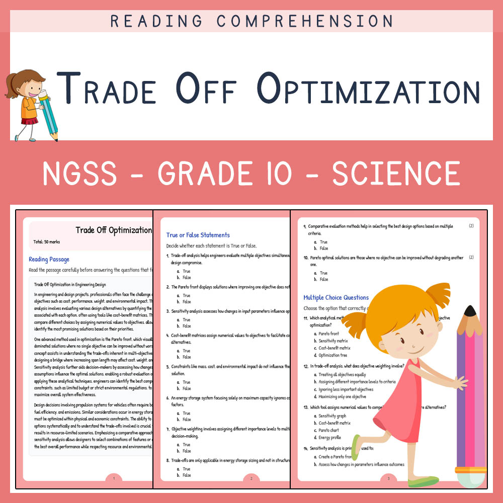 Grade 10 Science worksheet worksheet — Grade 10 Science | Trade-Off Optimization Worksheet & Answer Key (NGSS Aligned) — p…