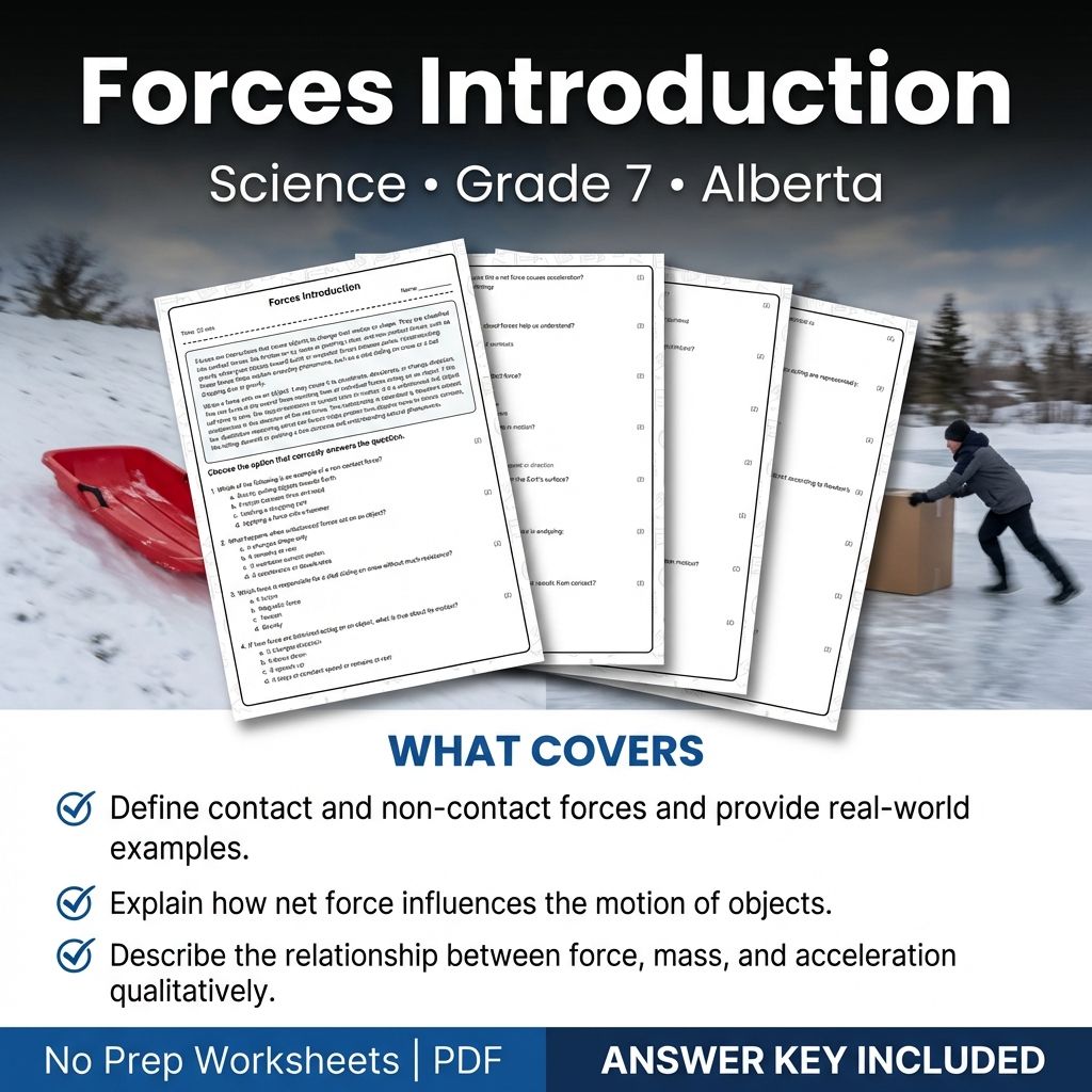 Forces Introduction Worksheet | Alberta Grade 7 Science Practice and Assessment