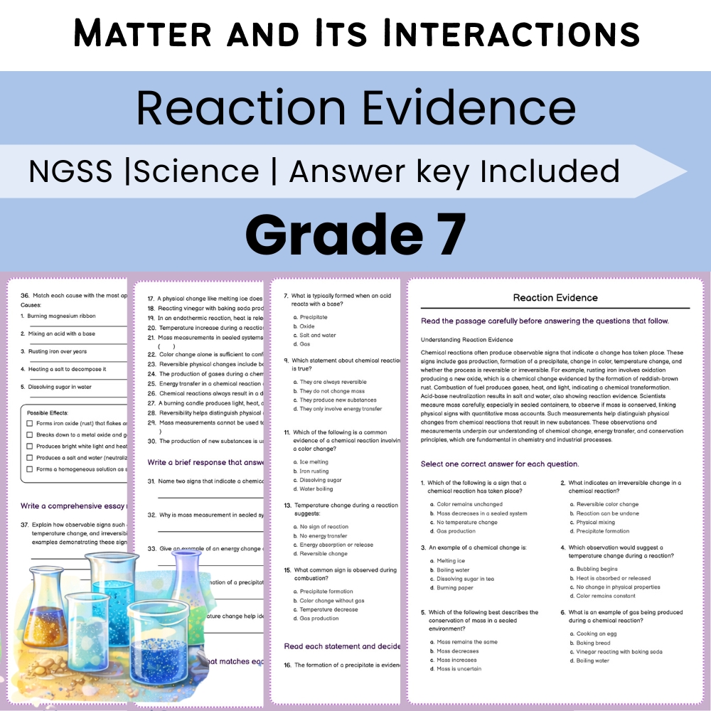Grade 7 Science Lesson Bundle – Matter and Its Interactions NGSS-Aligned — included worksheet 3