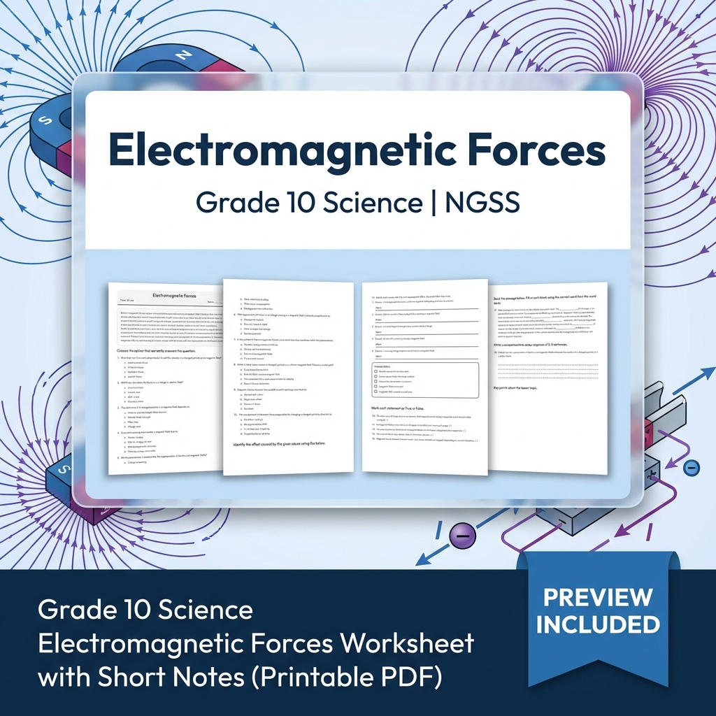 Grade 10 Science NGSS Unit | Motion & Forces Interactions Worksheet Bundle — included worksheet 4