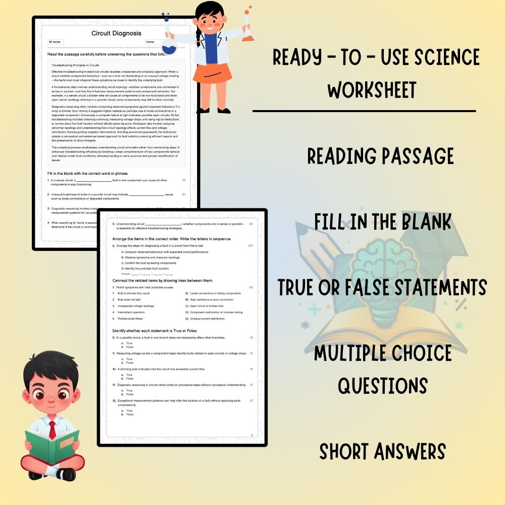 Grade 6 Science worksheet worksheet — 6th Grade Science | Circuit Diagnosis Worksheet (PDF ) — Ontario Standards — page 2